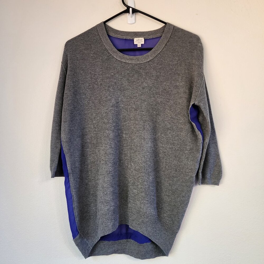 Aritzia Wilfred Ribbed Short Sleeve Top XS Silk Cashmere Crew neck Dual Color
